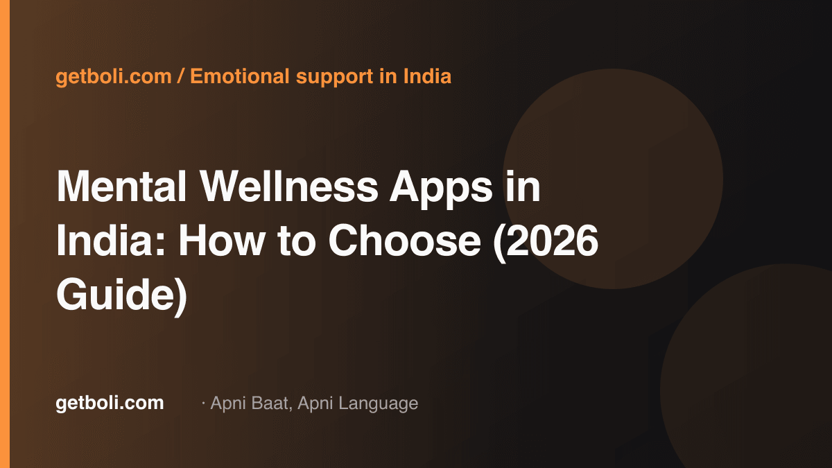 Illustrated editorial cover for “Mental Wellness Apps in India: How to Choose (2026 Guide)”.
