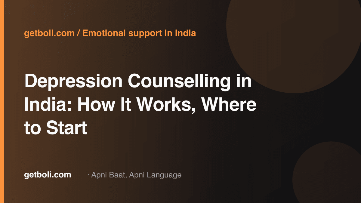 Illustrated editorial cover for “Depression Counselling in India: How It Works, Where to Start”.
