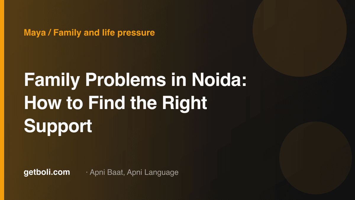 Illustrated editorial cover for “Family Problems in Noida: How to Find the Right Support”.