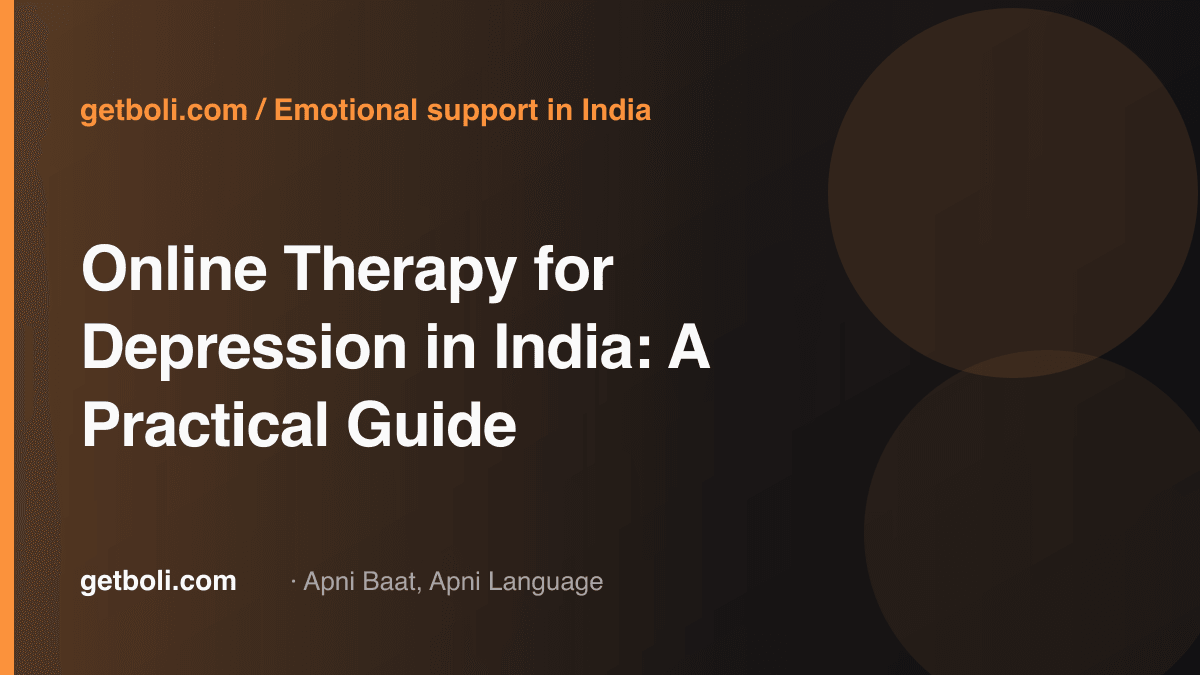 Illustrated editorial cover for “Online Therapy for Depression in India: A Practical Guide”.