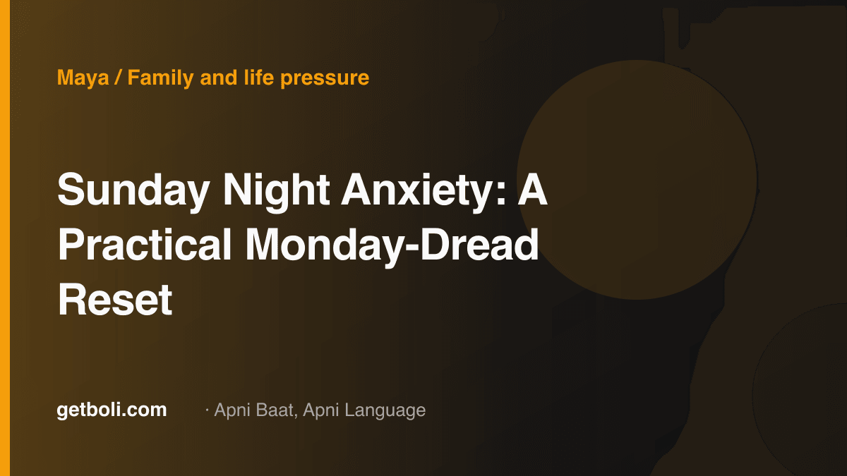 Illustrated editorial cover for “Sunday Night Anxiety: A Practical Monday-Dread Reset”.