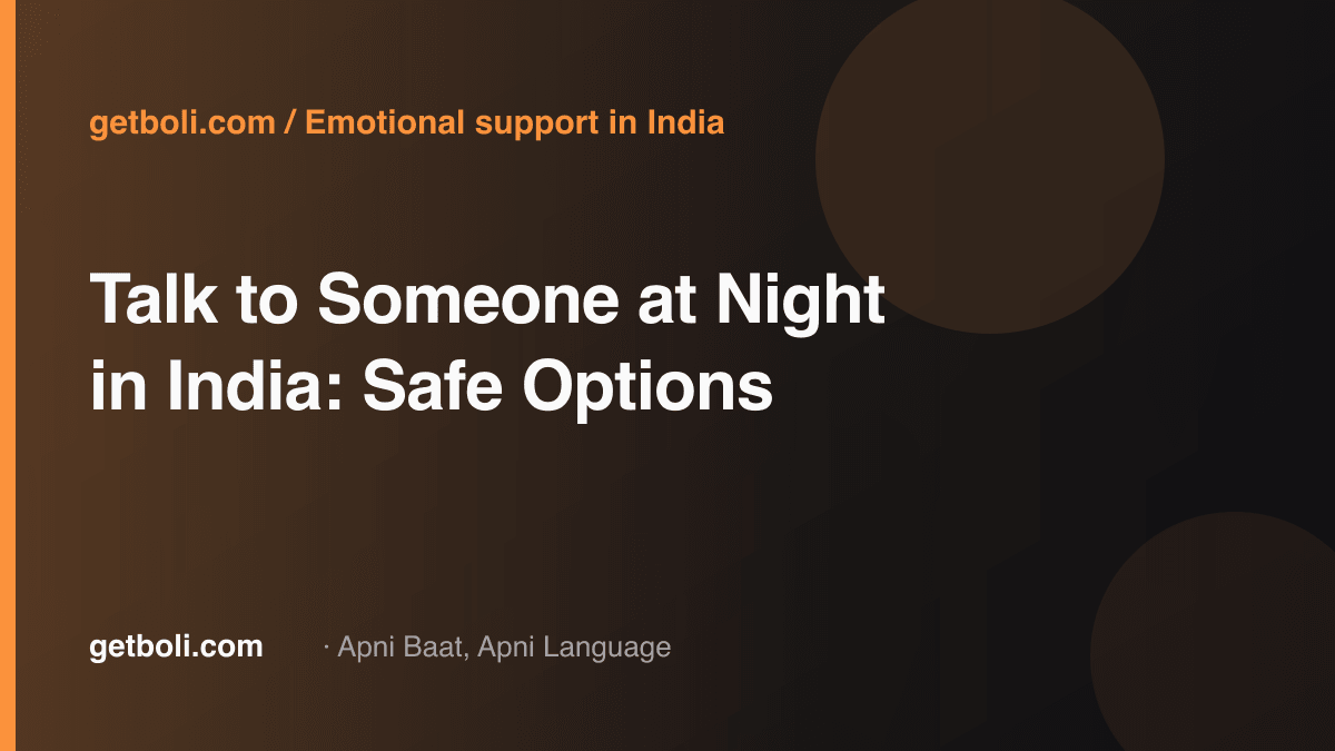 Illustrated editorial cover for “Talk to Someone at Night in India: Safe Options”.